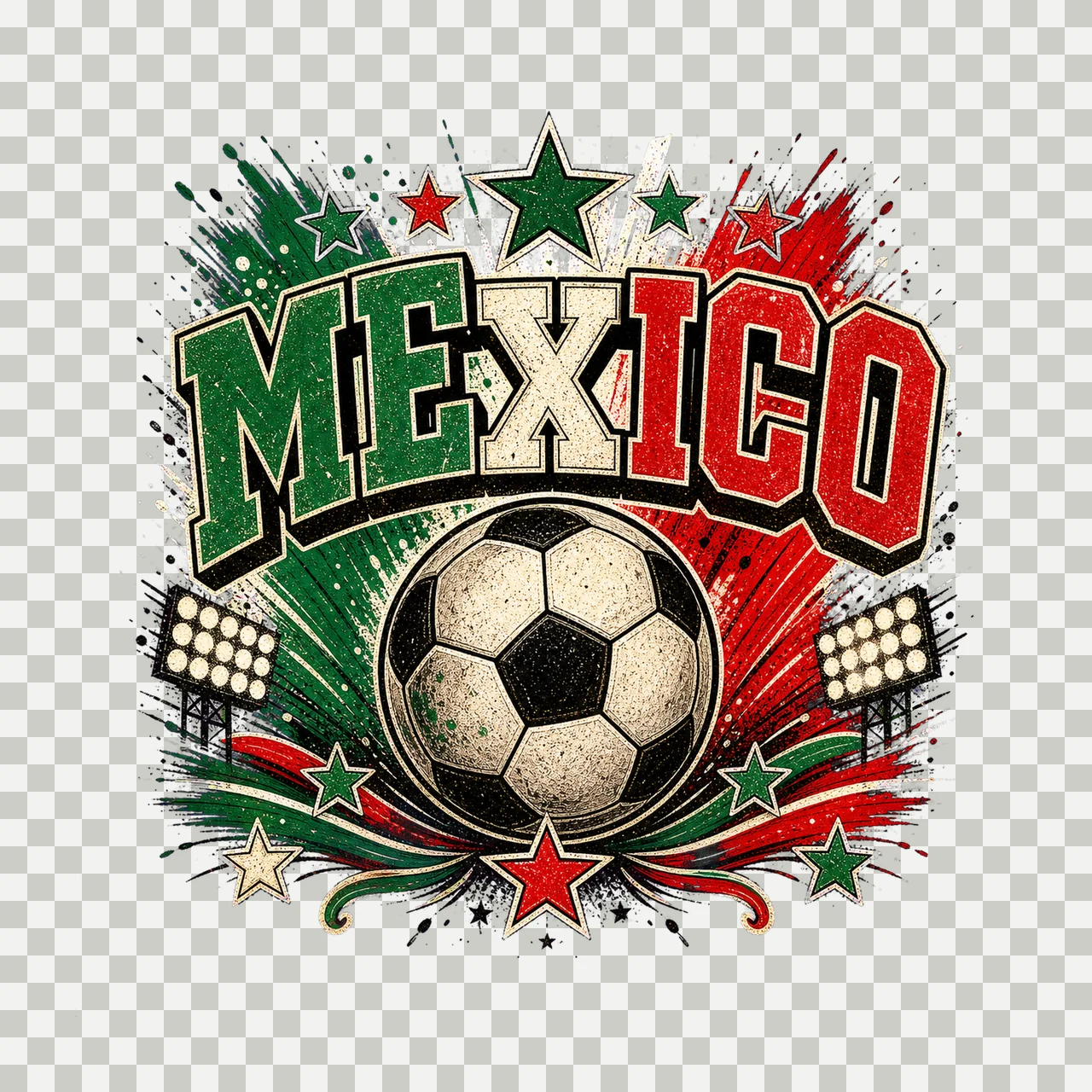Mexico Soccer Retro Fan sublimation instant Variation D transparency and detail preview thumbnail