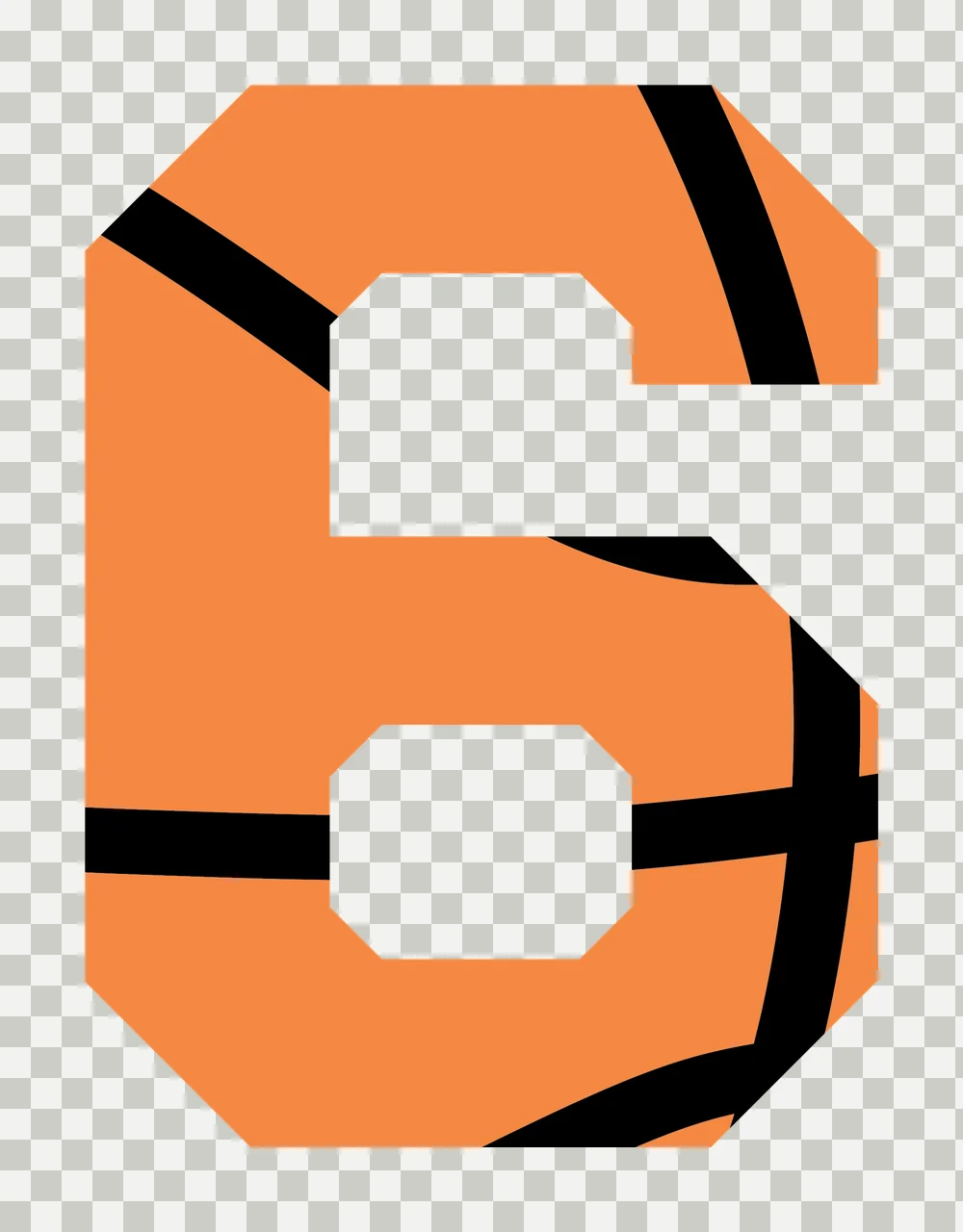 Number 6 The Six In A Bold Blocky black white digit typography transparency and detail preview thumbnail