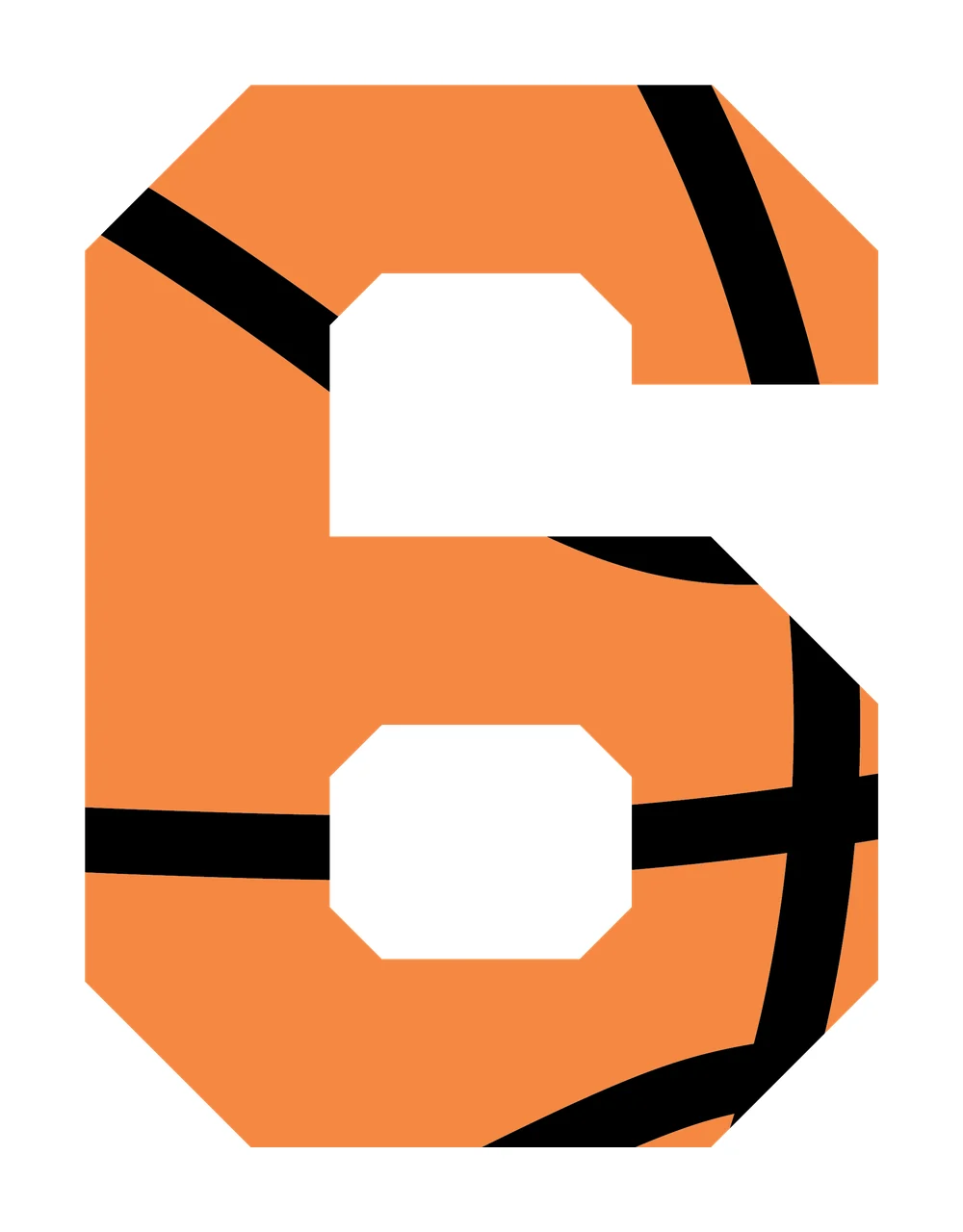 Number 6 The Six In A Bold Blocky black white digit typography