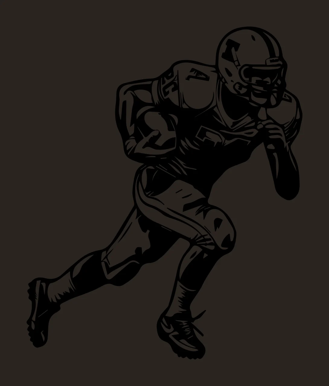 Football Player Black And White Running helmet uniform graphic contrast preview thumbnail