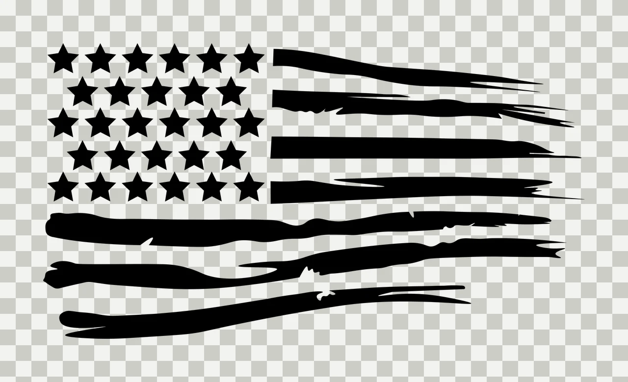 Black Flag Distressed American Stars And Stripes graphic transparency and detail preview thumbnail