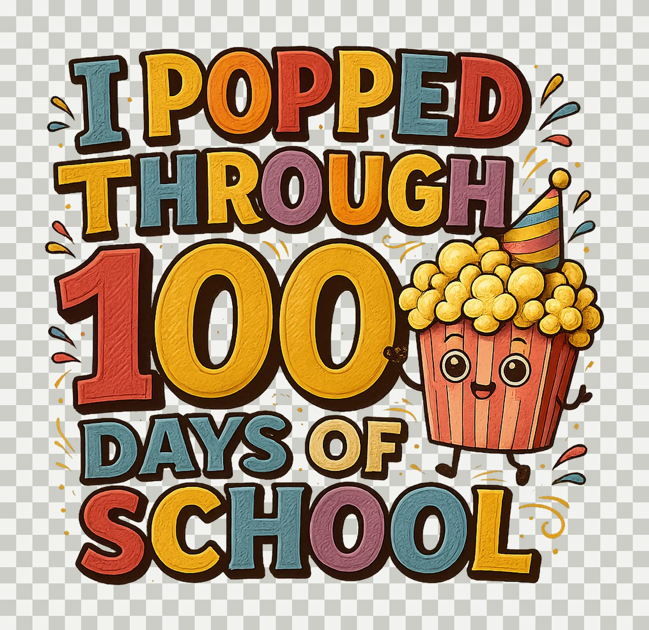 100 Days Still Poppin Teacher Appreciation Design Popcorn transparency and detail preview thumbnail