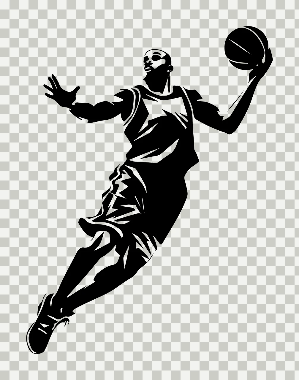 Player Basketball Jumping Silhouette With Ball jersey shorts transparency and detail preview thumbnail