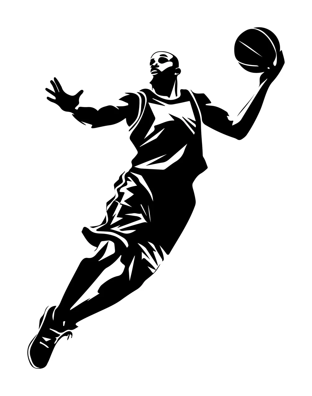 Player Basketball Jumping Silhouette With Ball jersey shorts