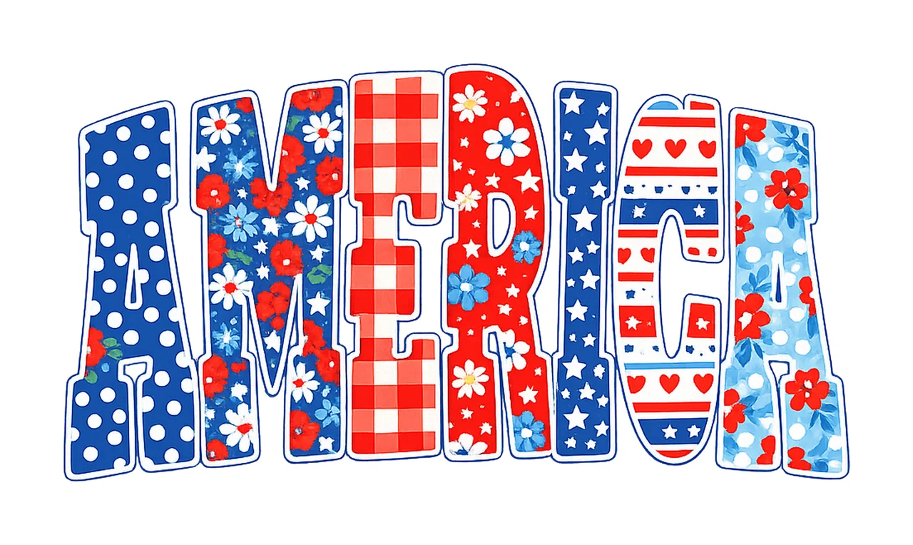 Retro 4th of July Floral Patriotic USA Design for Shirts