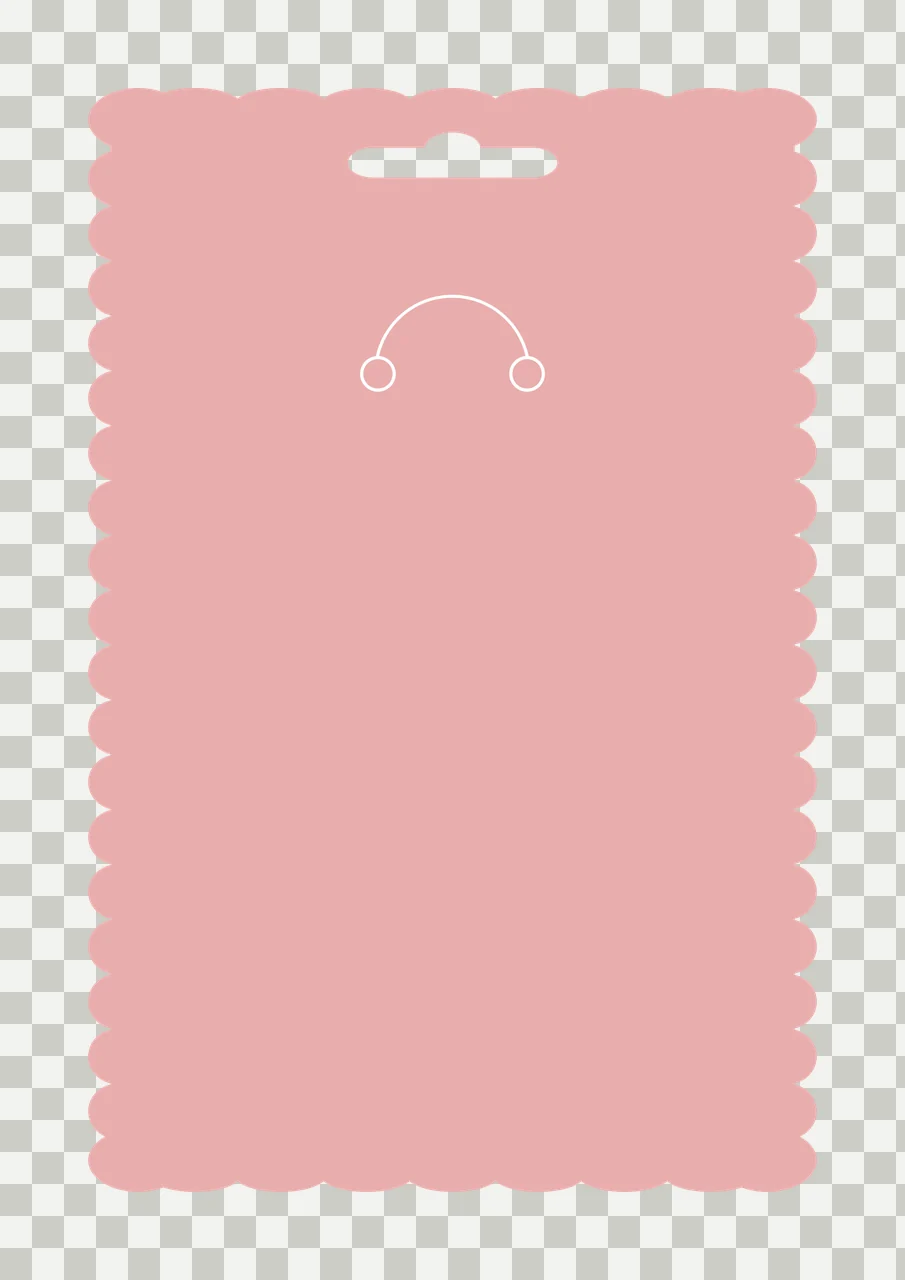 Keychain Black Rectangular Tag With Scalloped Edges shape hanging hole transparency and detail preview thumbnail