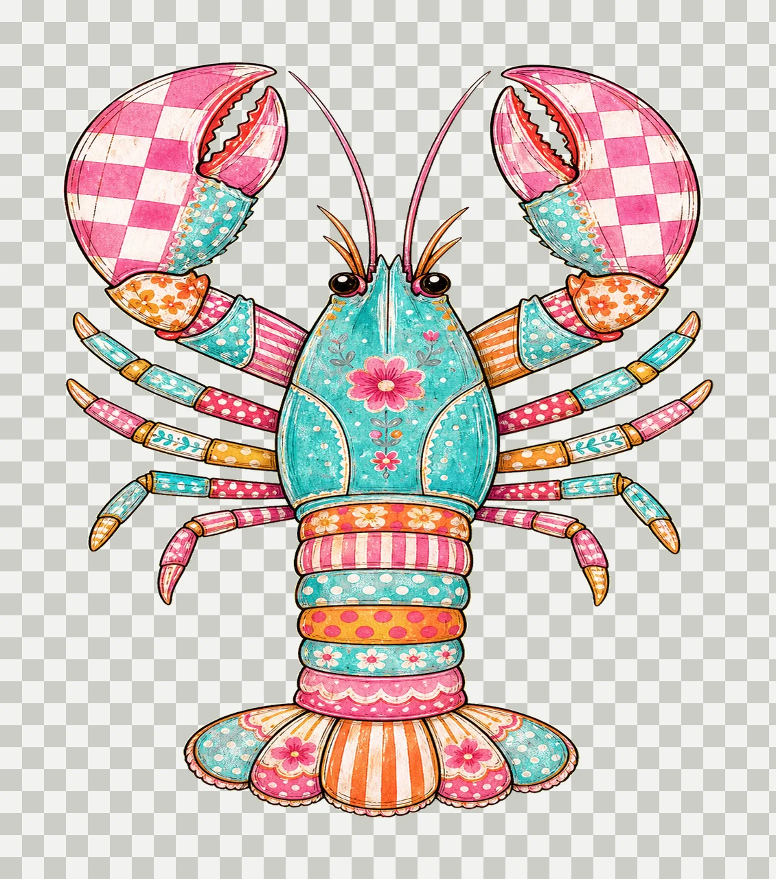 Preppy Lobster Beach Summer Vacation Shirt Variation C transparency and detail preview thumbnail
