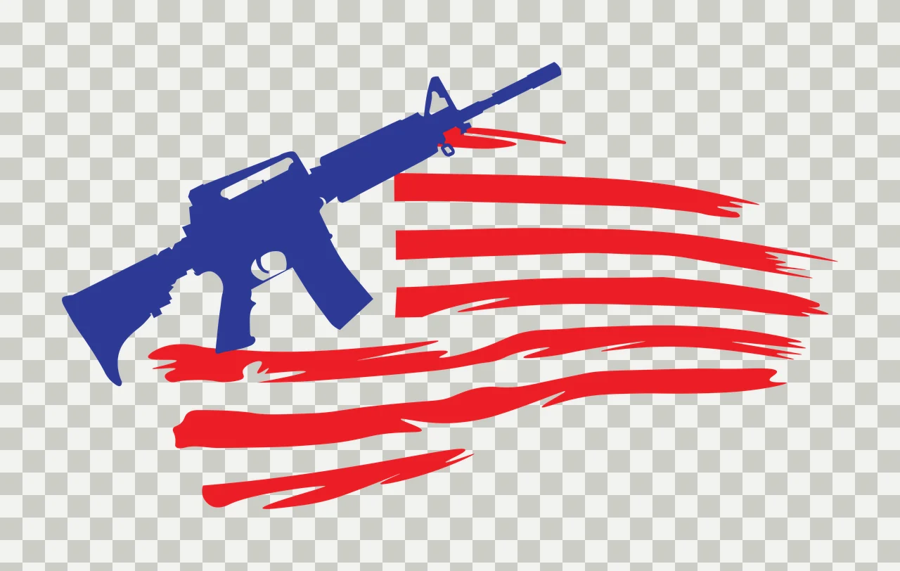 Flag Rifle Silhouette Positioned Over A Horizontal Painted posed transparency and detail preview thumbnail