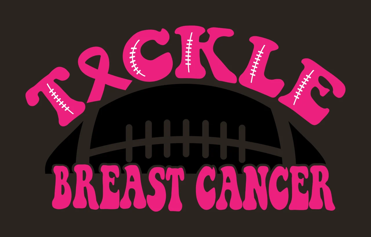 Tackle Breast Cancer Football Text ribbon silhouette black contrast preview thumbnail