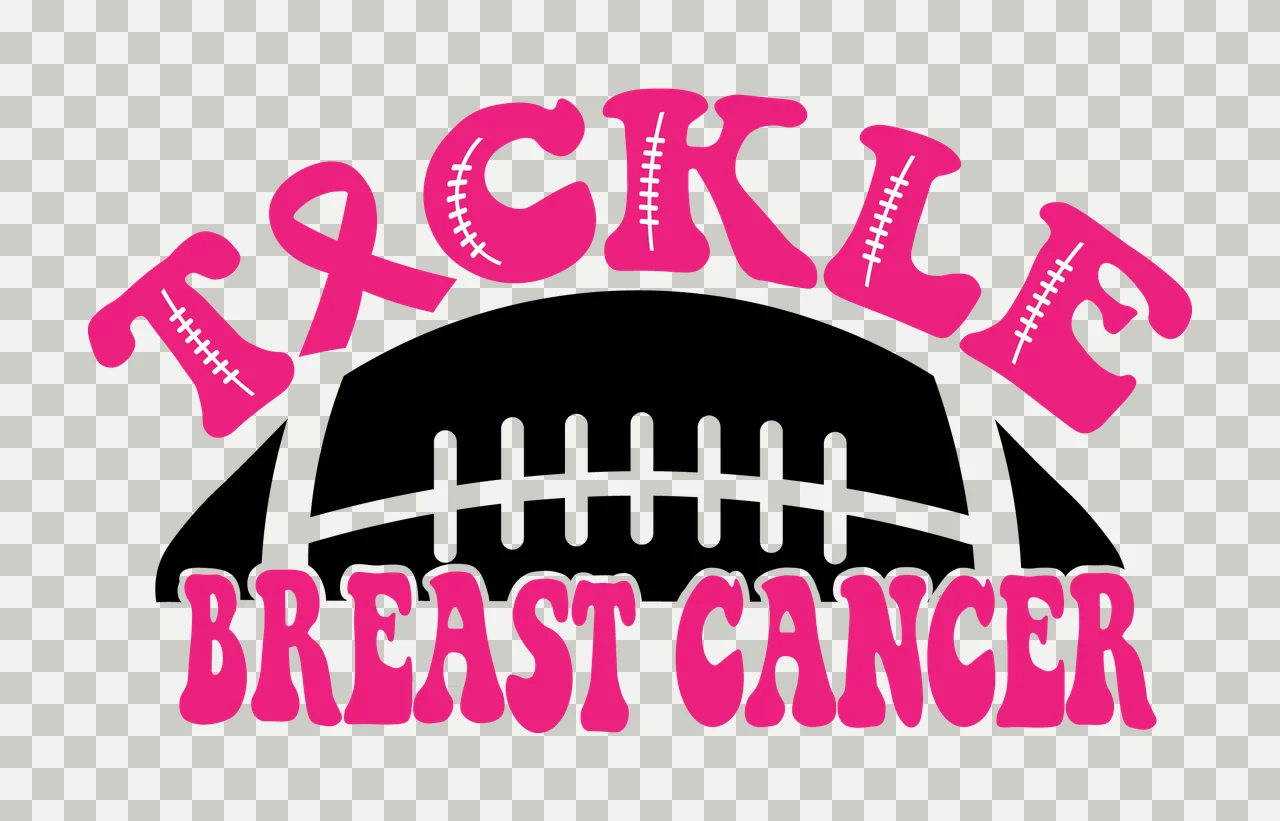 Tackle Breast Cancer Football Text ribbon silhouette black transparency and detail preview thumbnail