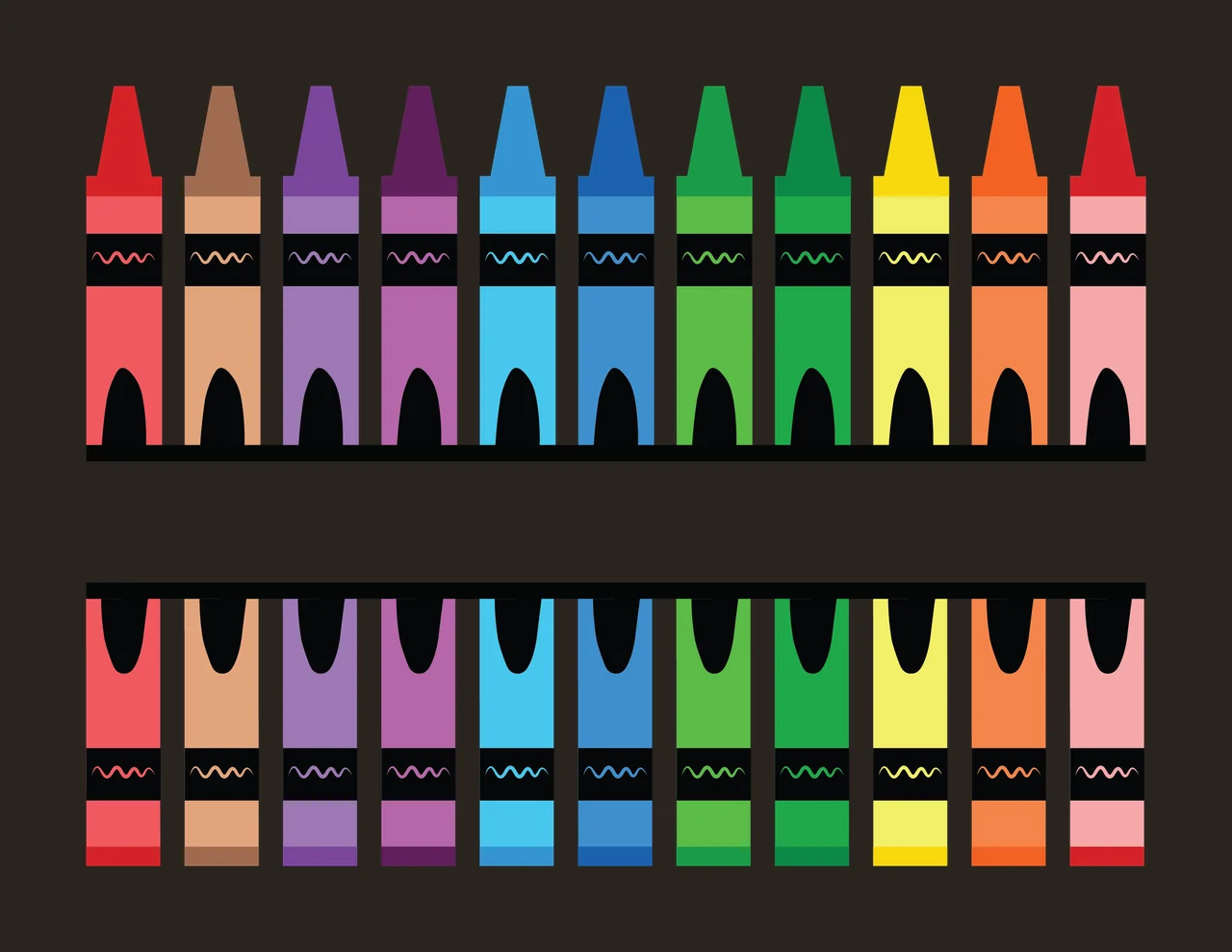 Crayons With Ten And Rainbow Colors split bar zigzag line contrast preview thumbnail