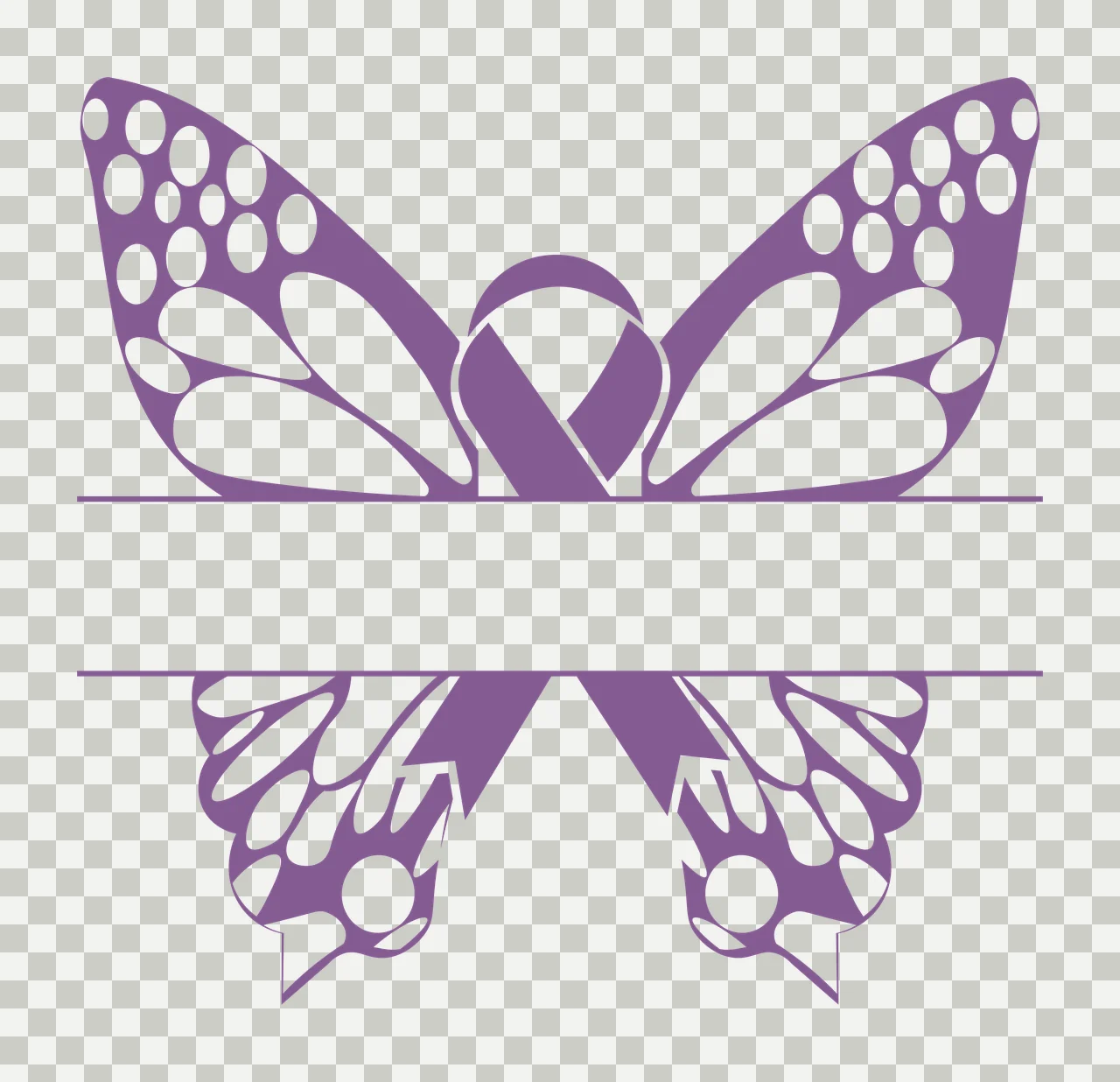 Awareness Butterfly Ribbon Split Design symbolizing wings horizontal transparency and detail preview thumbnail