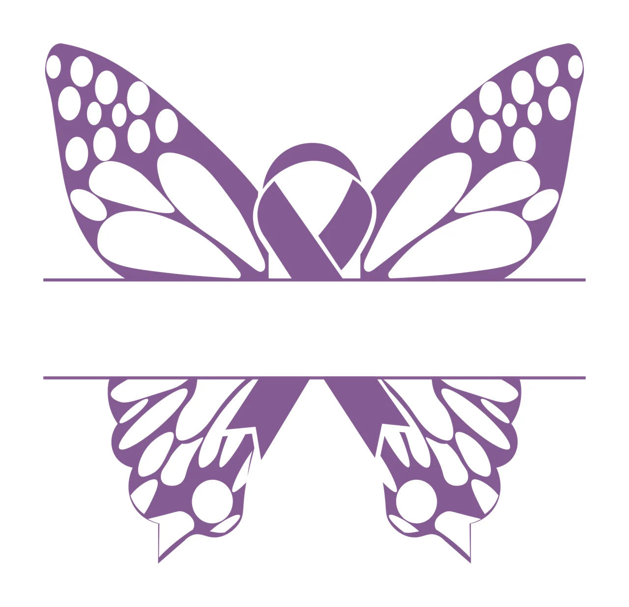 Awareness Butterfly Ribbon Split Design symbolizing wings horizontal