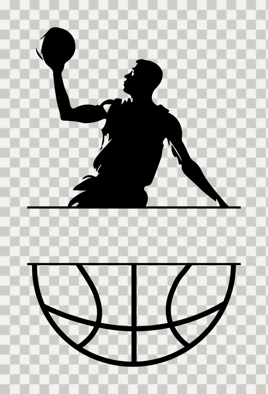 Ball Basketball Player Silhouette Over A Partial shooting line transparency and detail preview thumbnail
