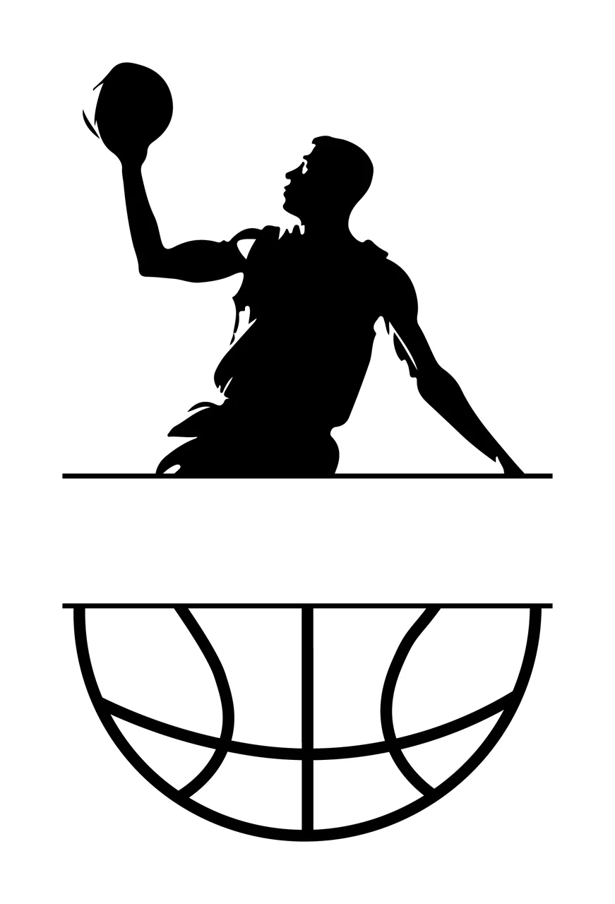 Ball Basketball Player Silhouette Over A Partial shooting line