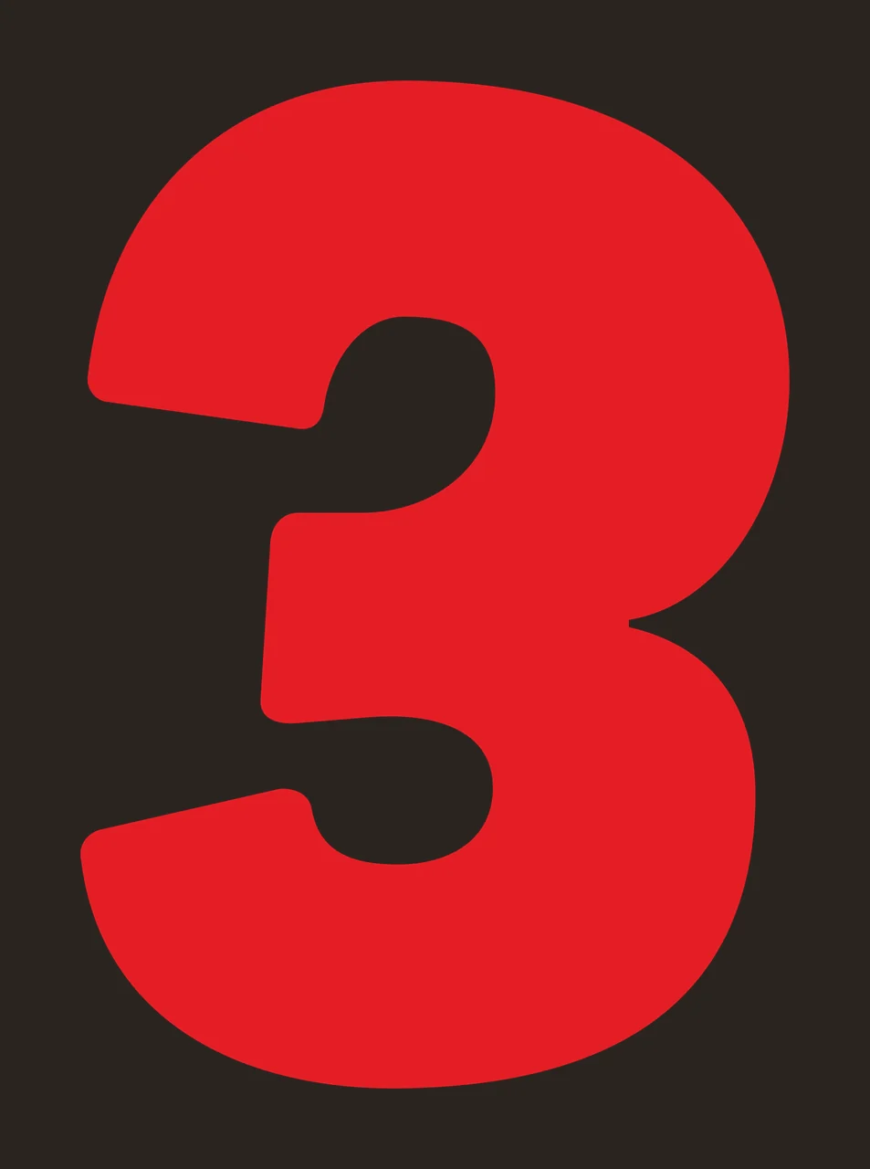 3 Number Design with digit and numeral in red and white contrast preview thumbnail