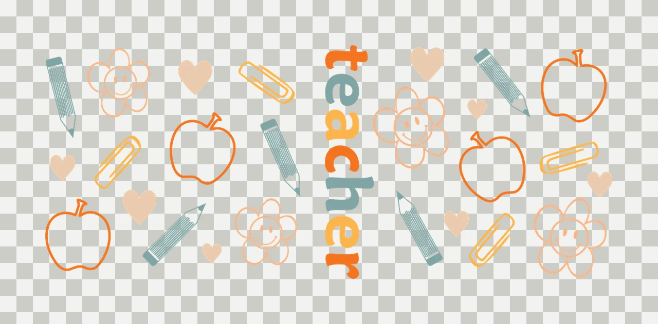 Can Glass Wrap Teacher Text With School Supply supplies arrange transparency and detail preview thumbnail
