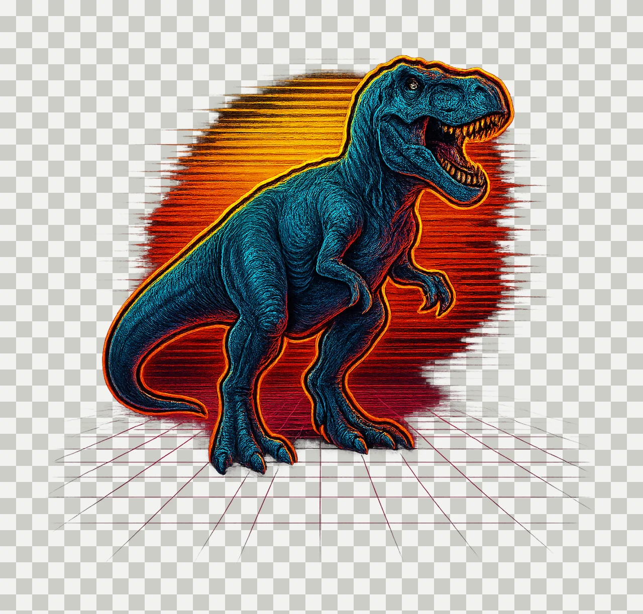 3D Neon Rex Colorful Dinosaur Design Dinosaur Artwork Rex transparency and detail preview thumbnail