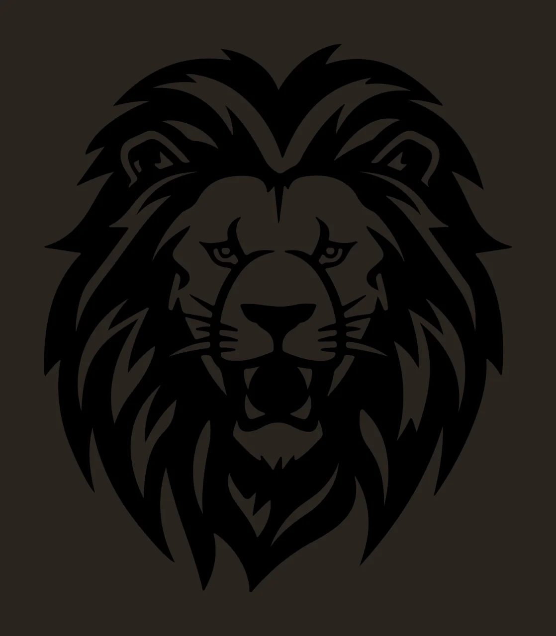 Lion Head Roaring Black White Graphic mane teeth whiskers animal contrast preview thumbnail