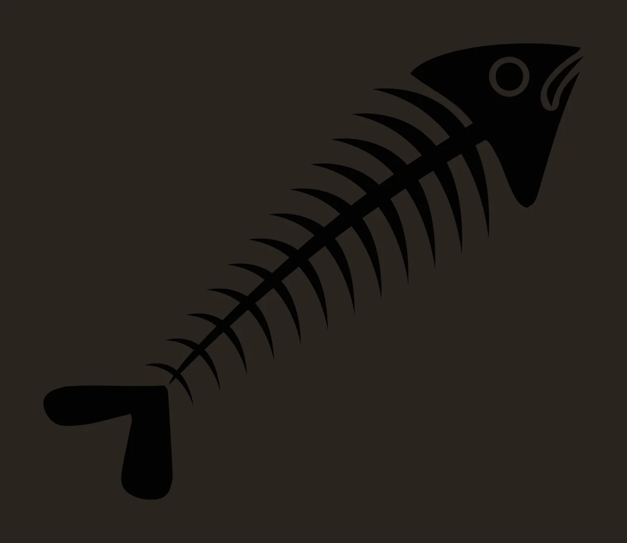 Bones Fish Skeleton Silhouette Facing Right On Plain flat black contrast preview thumbnail