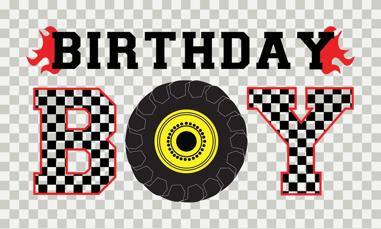 Birthday Boy Text With Checkered Pattern Celebrate letters transparency and detail preview thumbnail