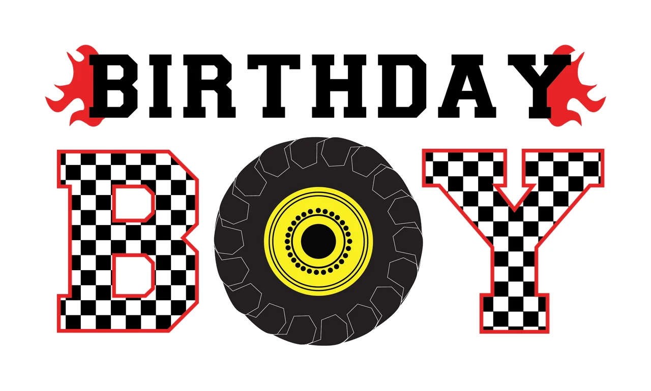 Birthday Boy Text With Checkered Pattern Celebrate letters