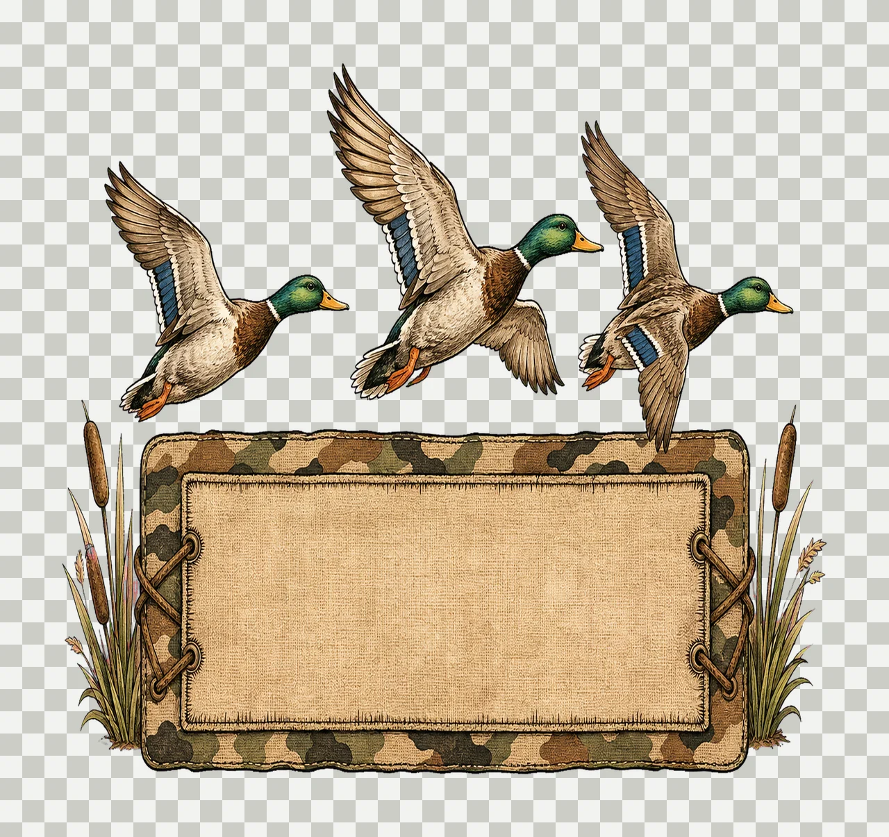 Mallard Duck wearing camo hat with name patch Variation D transparency and detail preview thumbnail