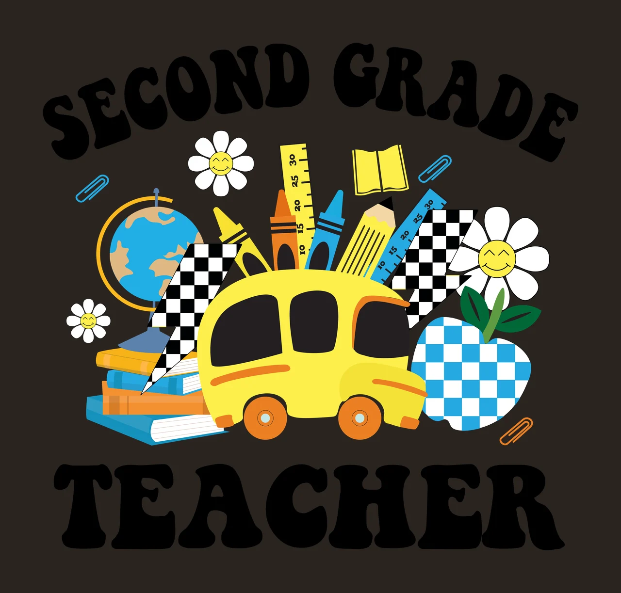 School Supply Silhouette supplies grouping globe books pencils contrast preview thumbnail