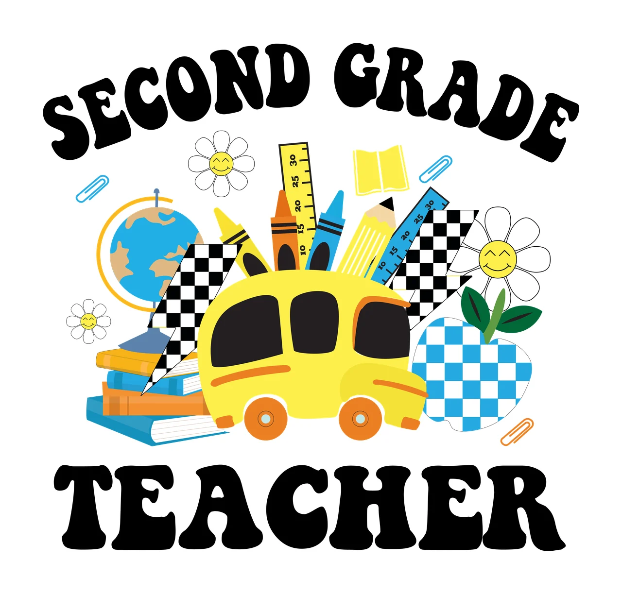School Supply Silhouette supplies grouping globe books pencils