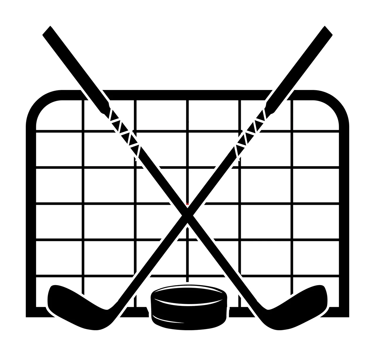 Hockey Ice Sticks Crossed With Net