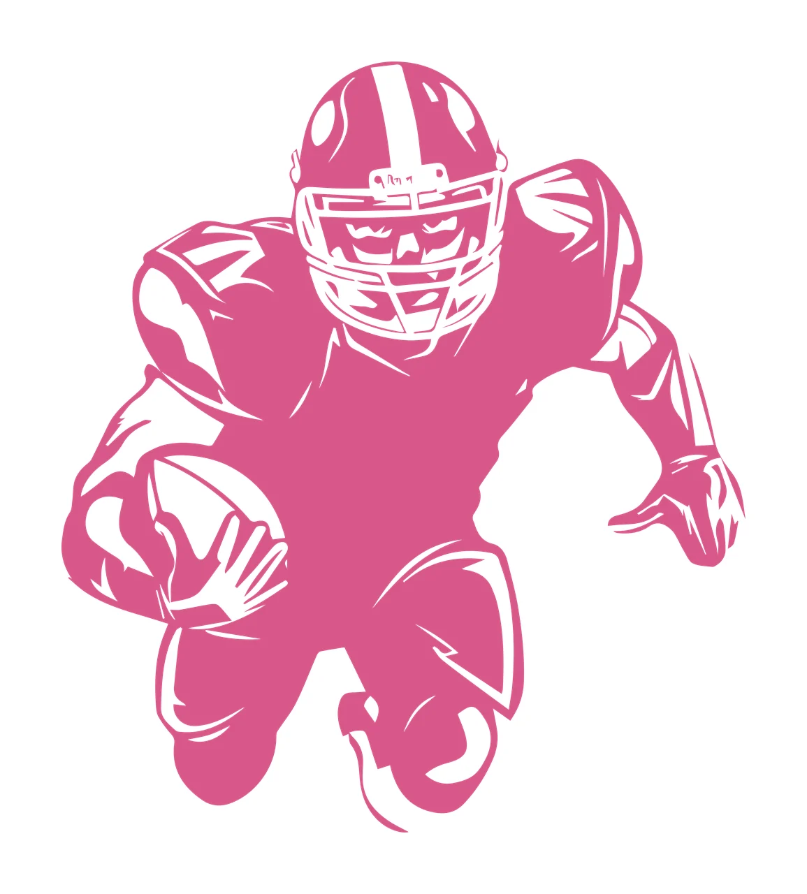 Football Player Running Graphic Illustration Helmet Jersey