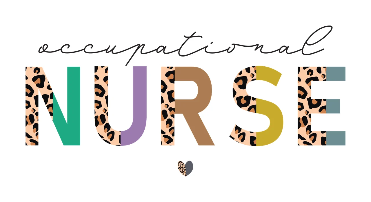Occupational NURSE Typography Design with cursive script text, block letters, leopard print pattern and split color fill in black, tan and green