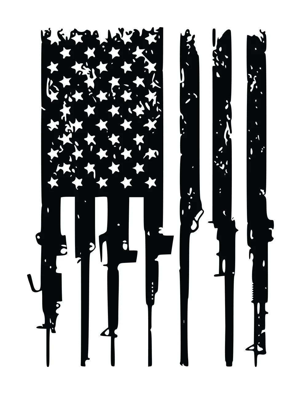 Gun Flag Vertical Rifle Silhouettes Forming A Distressed rifles