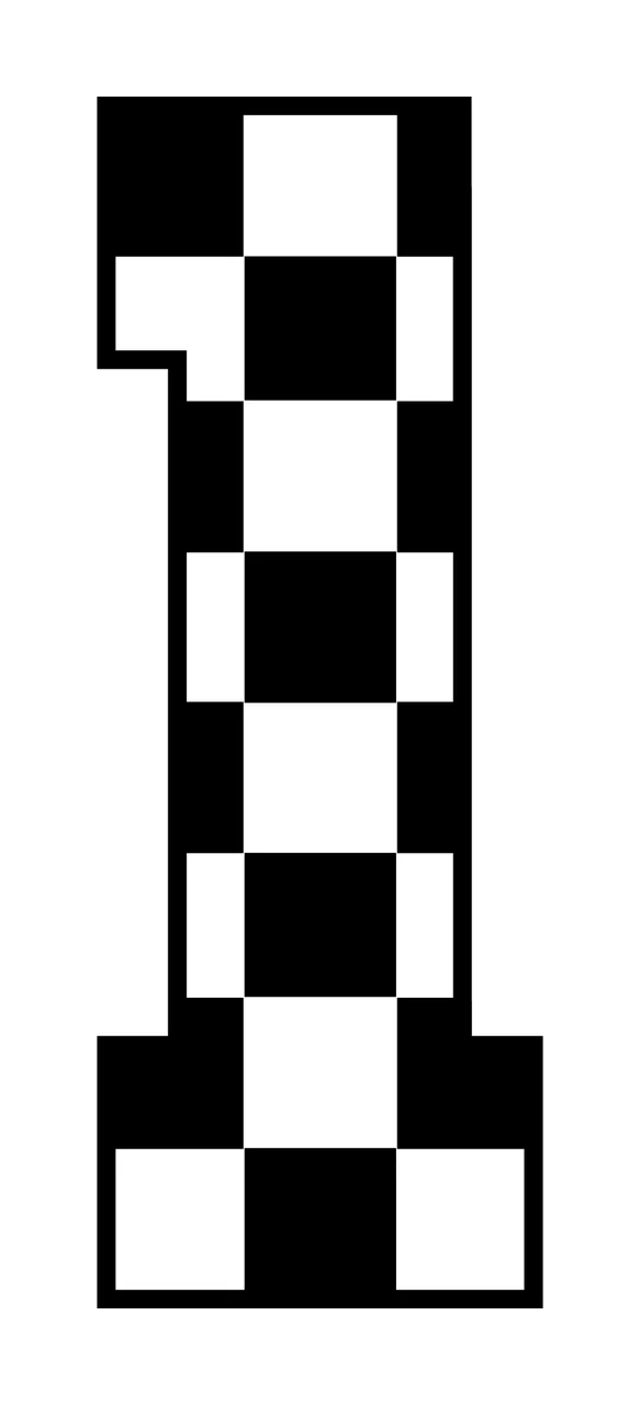 Can Glass Wrap Number One With Checkerboard Pattern