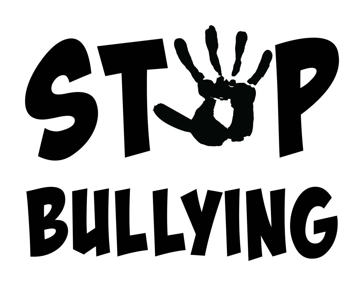 Bullying Text With Handprint Icon Display typographic black