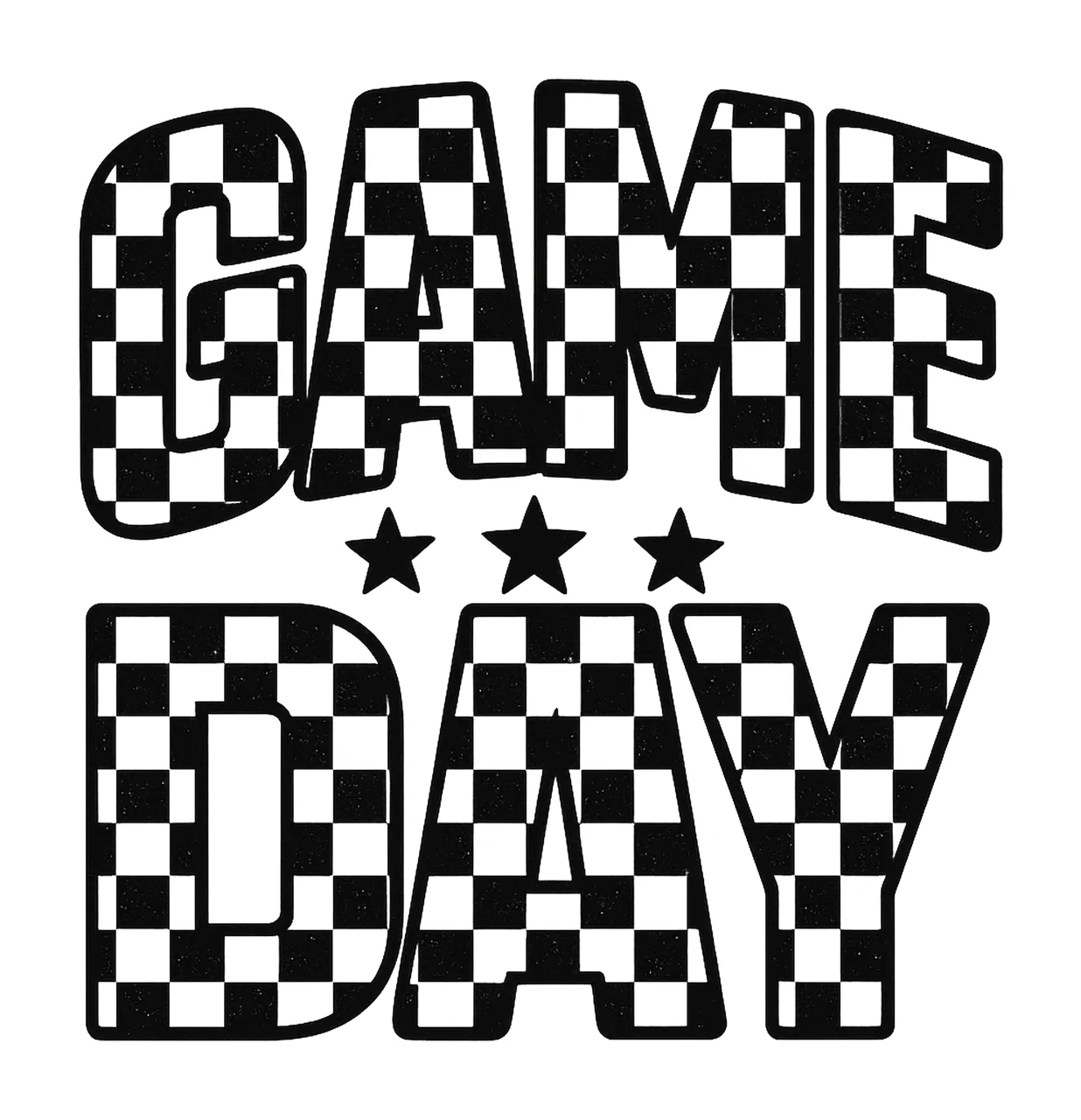 Checkered Typography With Pattern And Stars In Black