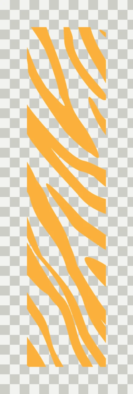 Tiger print pattern strip Illustration with tiger stripes, wavy lines, animal pattern and vertical strip in orange and white transparency and detail preview thumbnail
