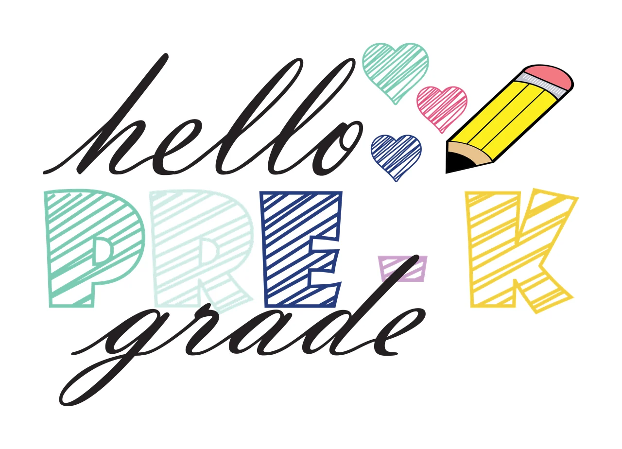 Hello Pre K Grade Script Pencil Art lettering drawing heart