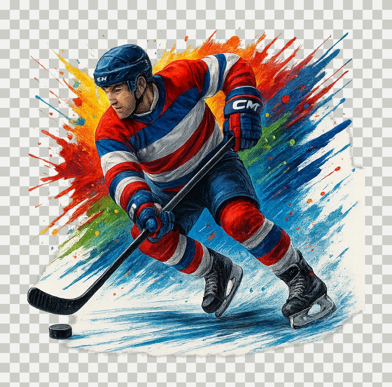 Hockey Player Sublimation Design Sport Athlete Artwork Shirt transparency and detail preview thumbnail
