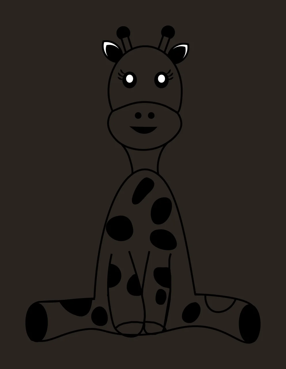 Animal Giraffe Sitting With Spots And Eyelashes horns cartoon contrast preview thumbnail