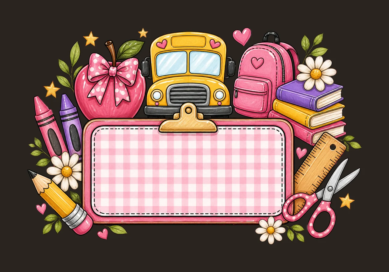 Girly Back to School Name Plate Kids Name Plate Variation E contrast preview thumbnail