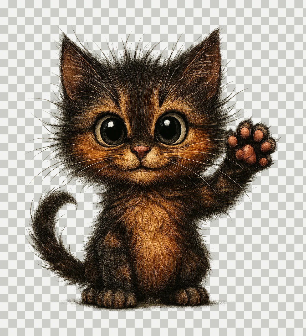Funny Quirky Cat Artwork Watercolor Style Cute Cat transparency and detail preview thumbnail