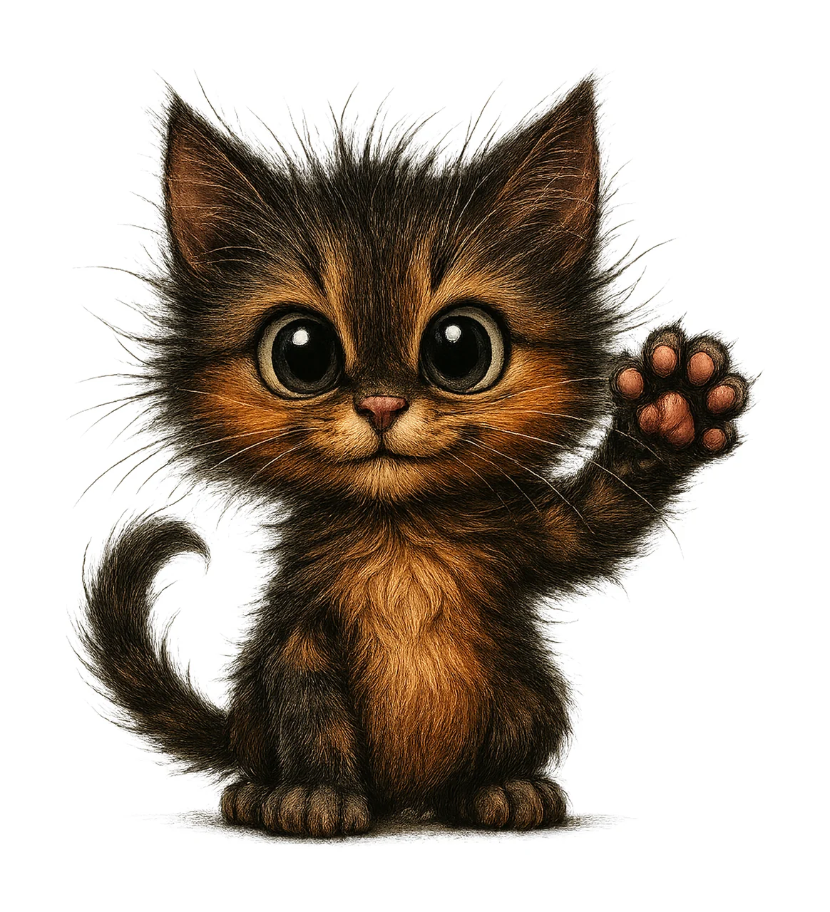 Funny Quirky Cat Artwork Watercolor Style Cute Cat