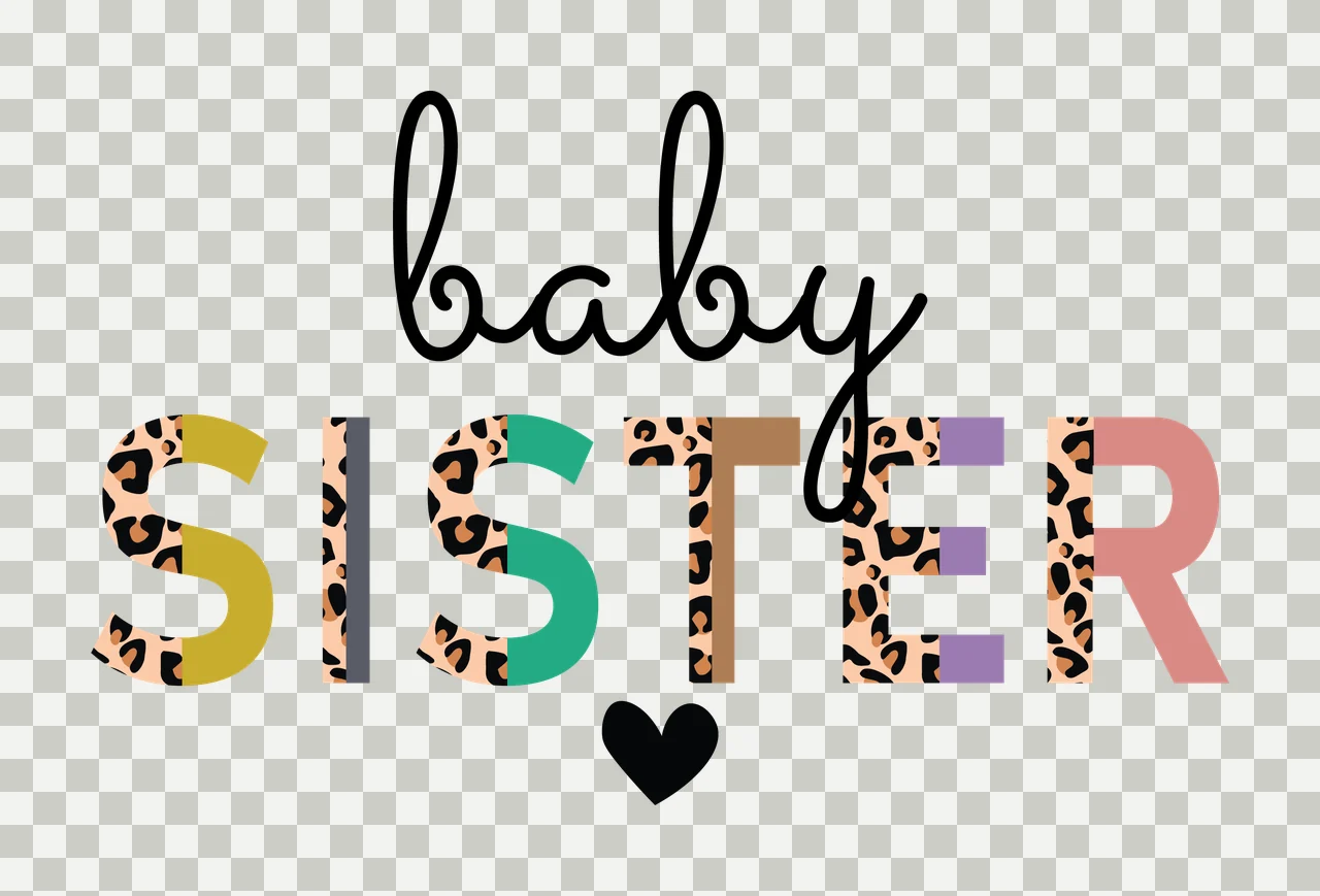 Baby Sister Script Text Design aligned heart letter typography transparency and detail preview thumbnail