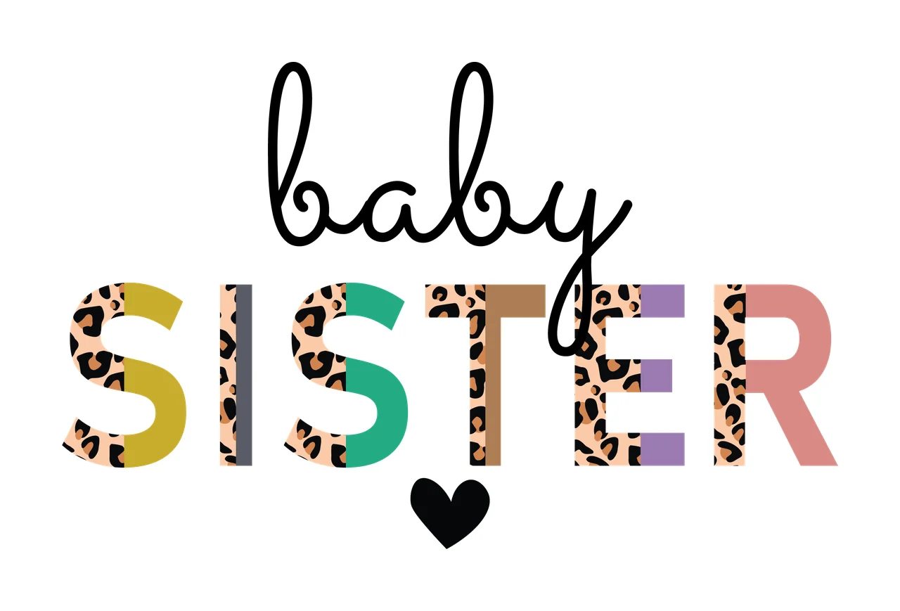 Baby Sister Script Text Design aligned heart letter typography