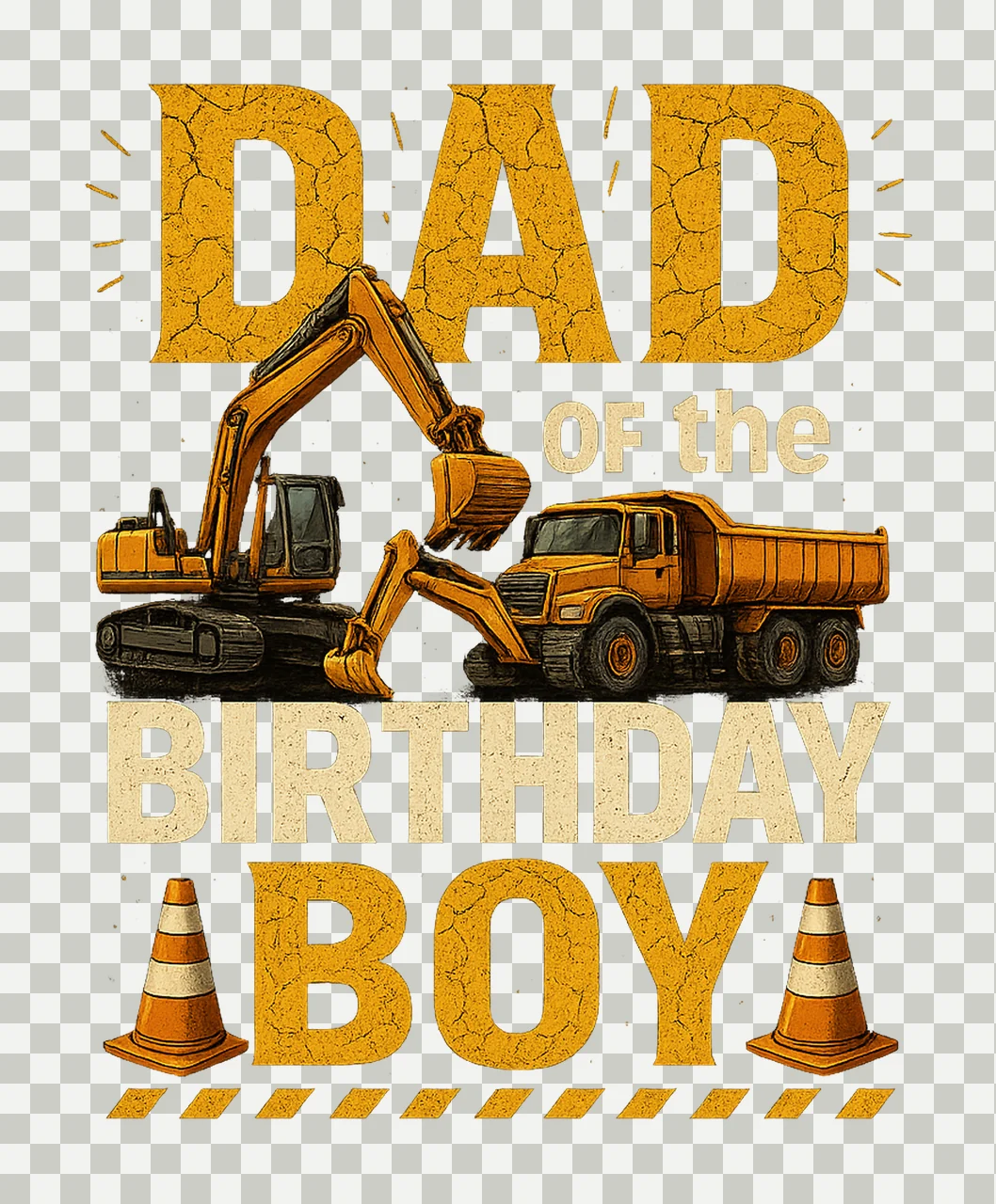 Dad of the Birthday Boy Construction Family Matching Design transparency and detail preview thumbnail
