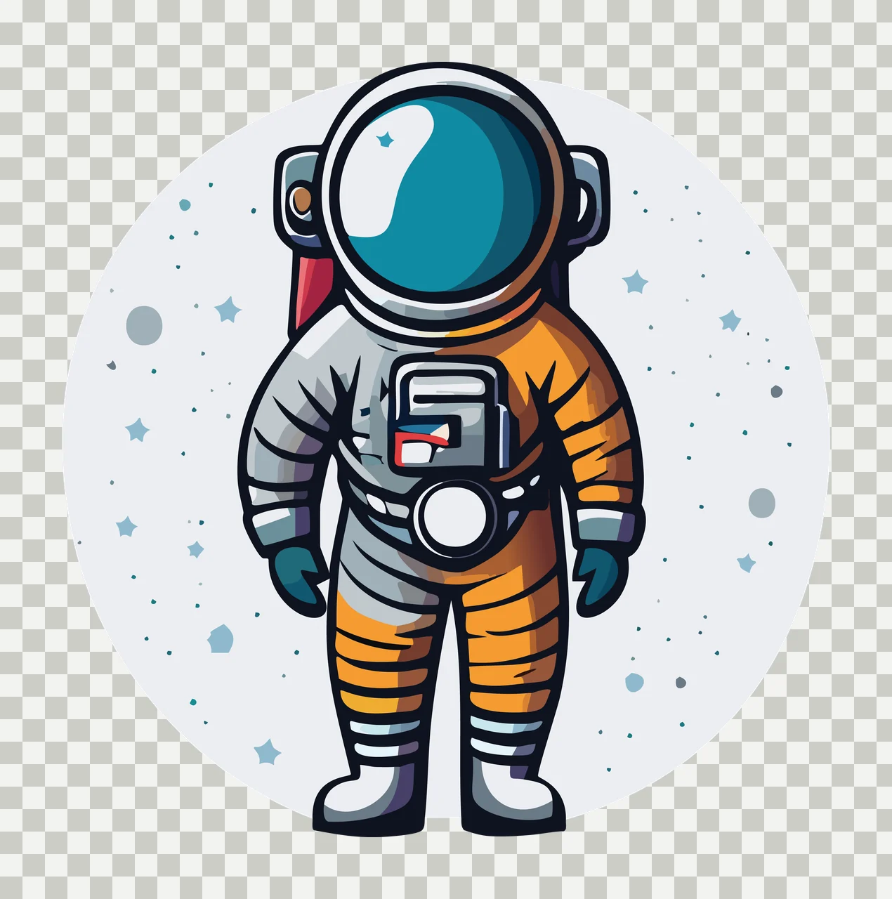 Solid Black Astronaut Silhouette Standing person spacesuit transparency and detail preview thumbnail