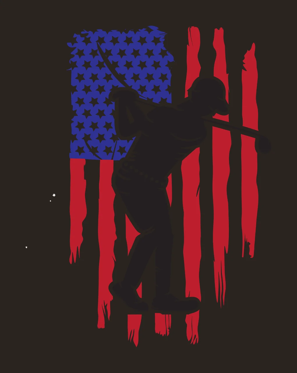Golf Flag Golfer Silhouette Swinging Club Over stars distressed contrast preview thumbnail