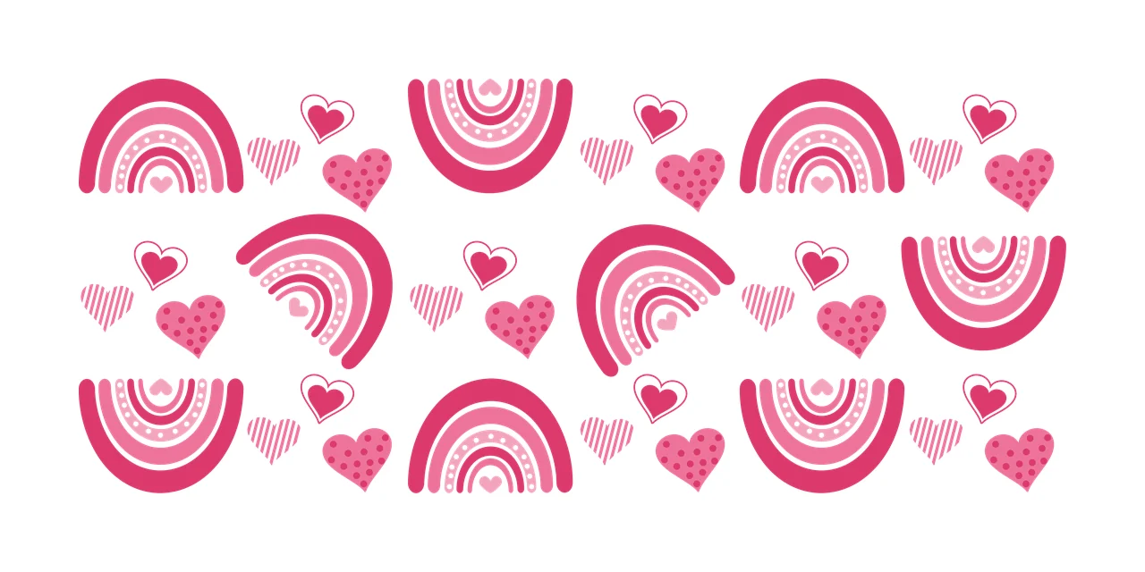 Can Glass Wrap Rainbows And Hearts Pattern Graphic rainbow