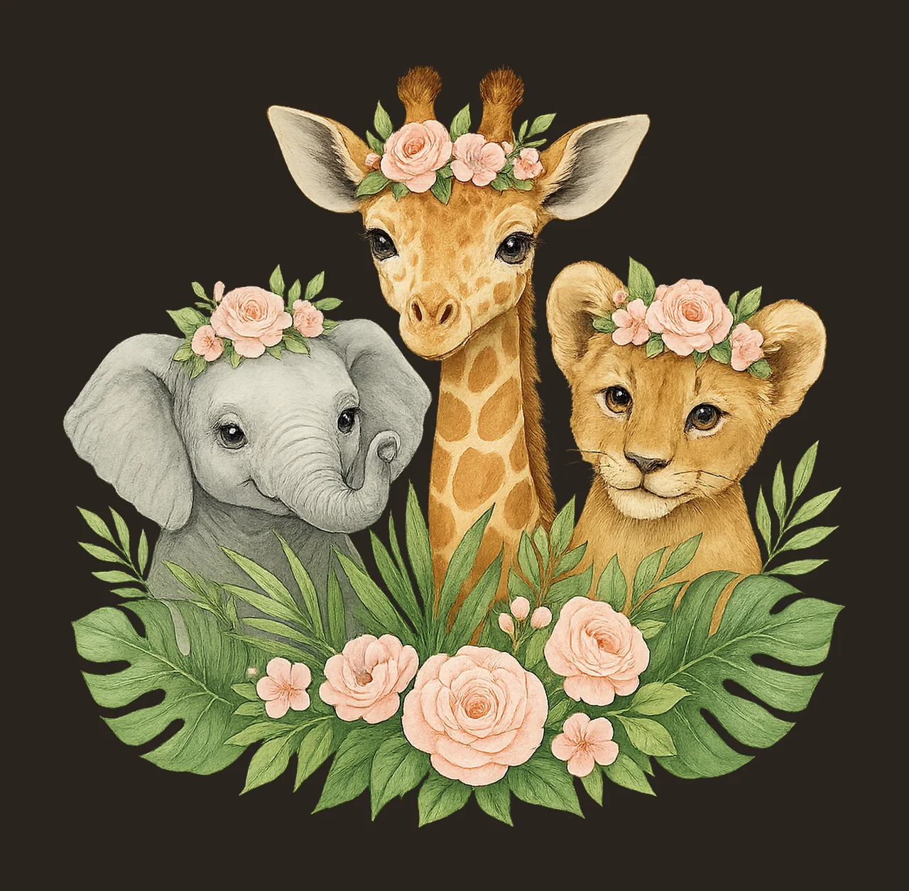 Safari Baby Animals Watercolour Kids Sublimation Design Zoo contrast preview thumbnail